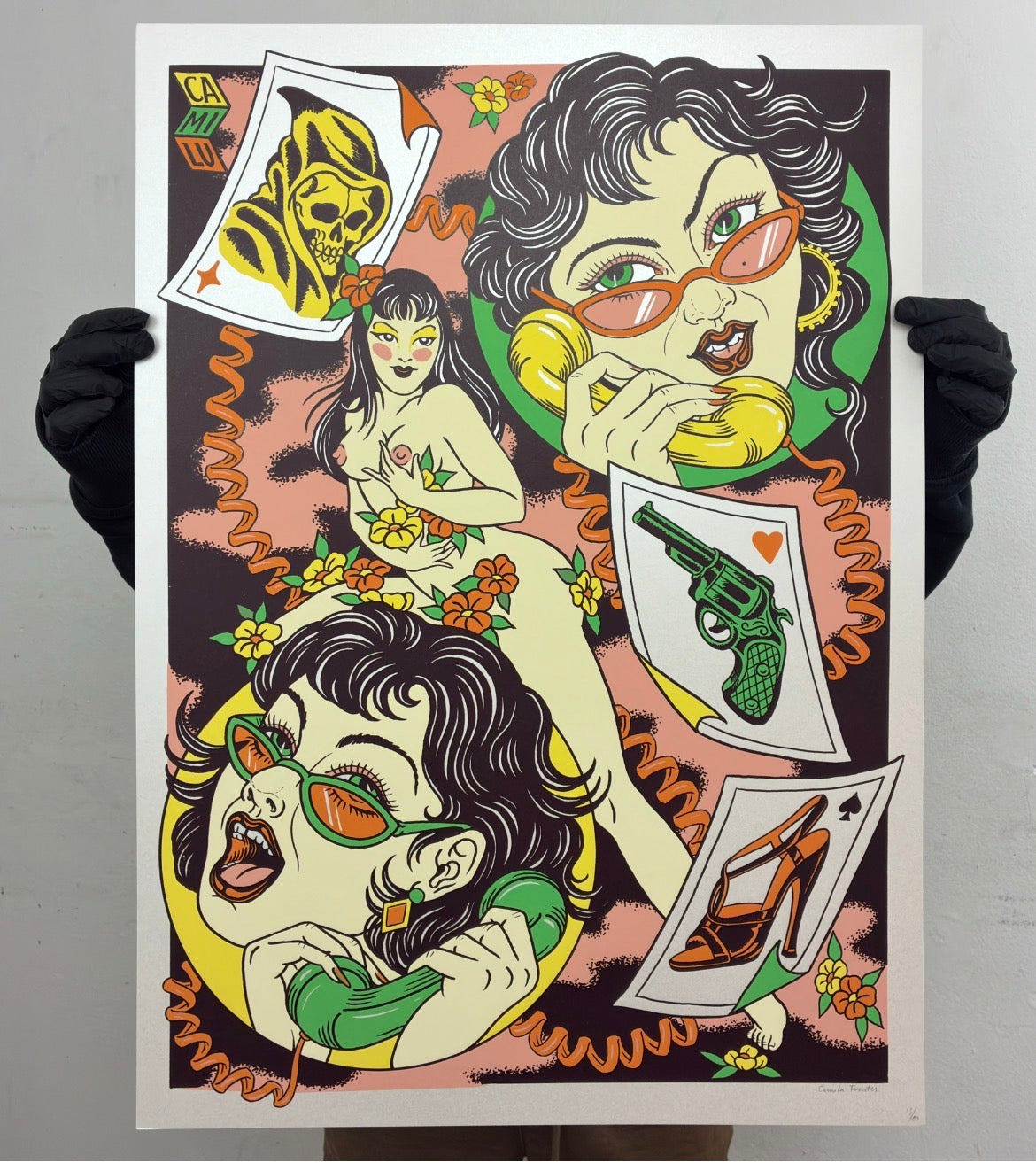 AMIGAS serigrafia colab by Camilu tatts / serigrafia 6 tintas