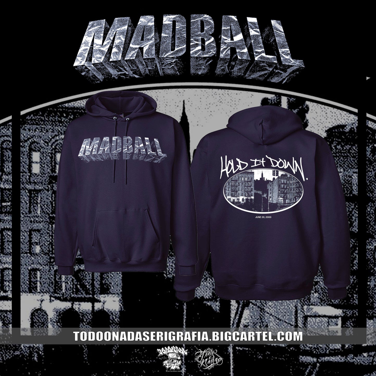 MADBALL HOLD IT DOWN hoodie / poleron azul marino