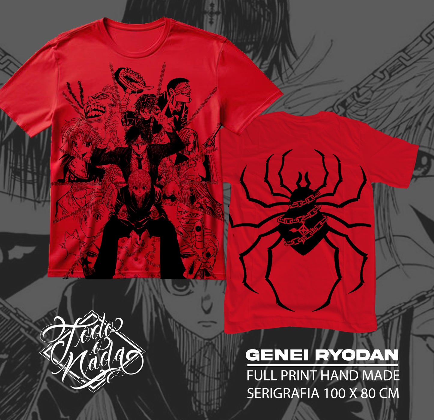 HUNTERXHUNTER / GENEI RYODAN FULLPRINT polera ROJA