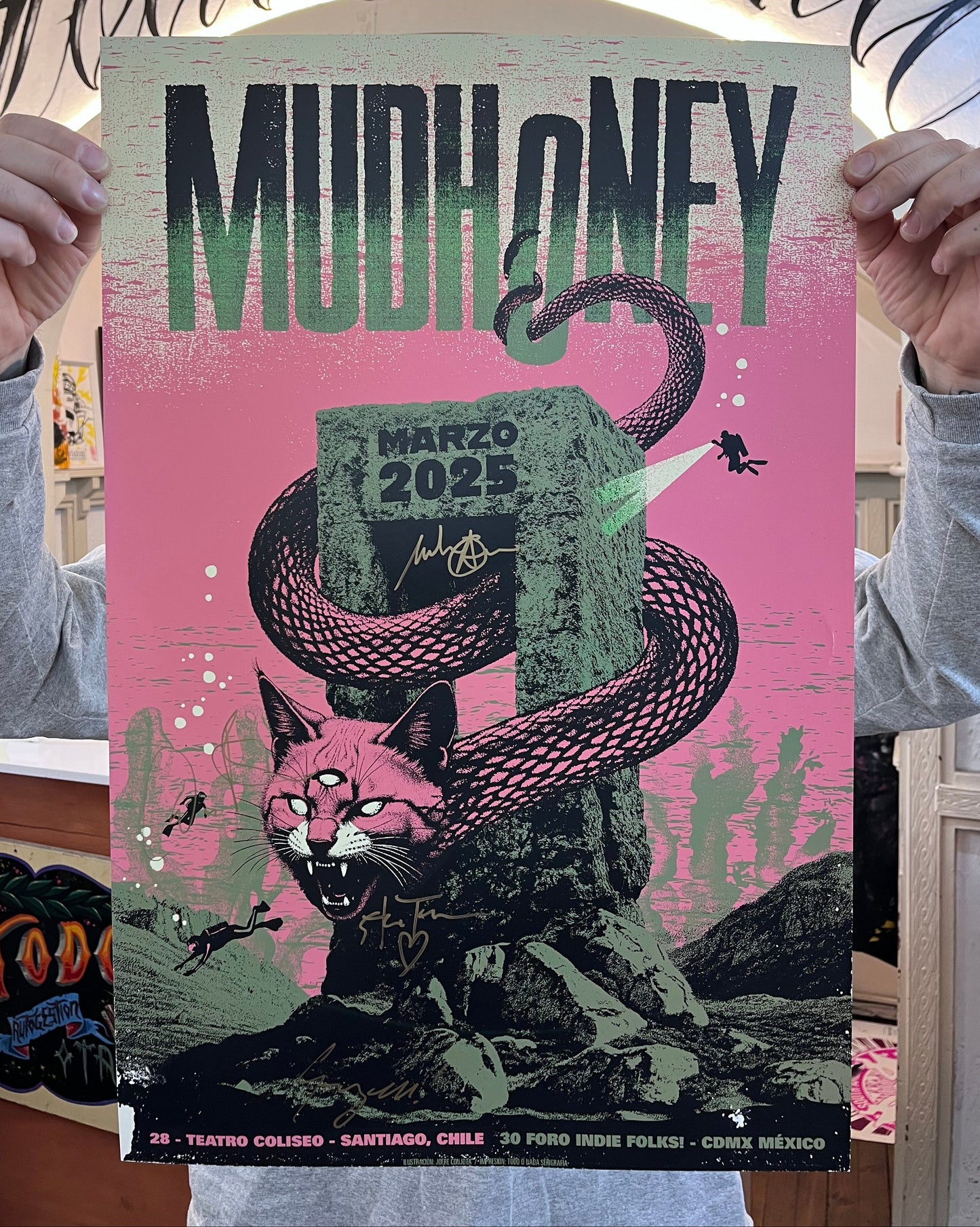MUDHONEY / latam tour poster / art by jofre con jota