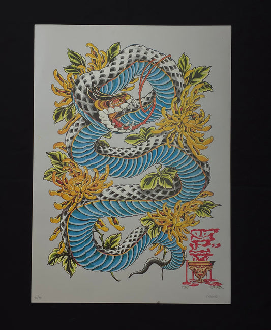 SERPIENTE / colab by TEMPLO TATTOO serigrafia CMYK