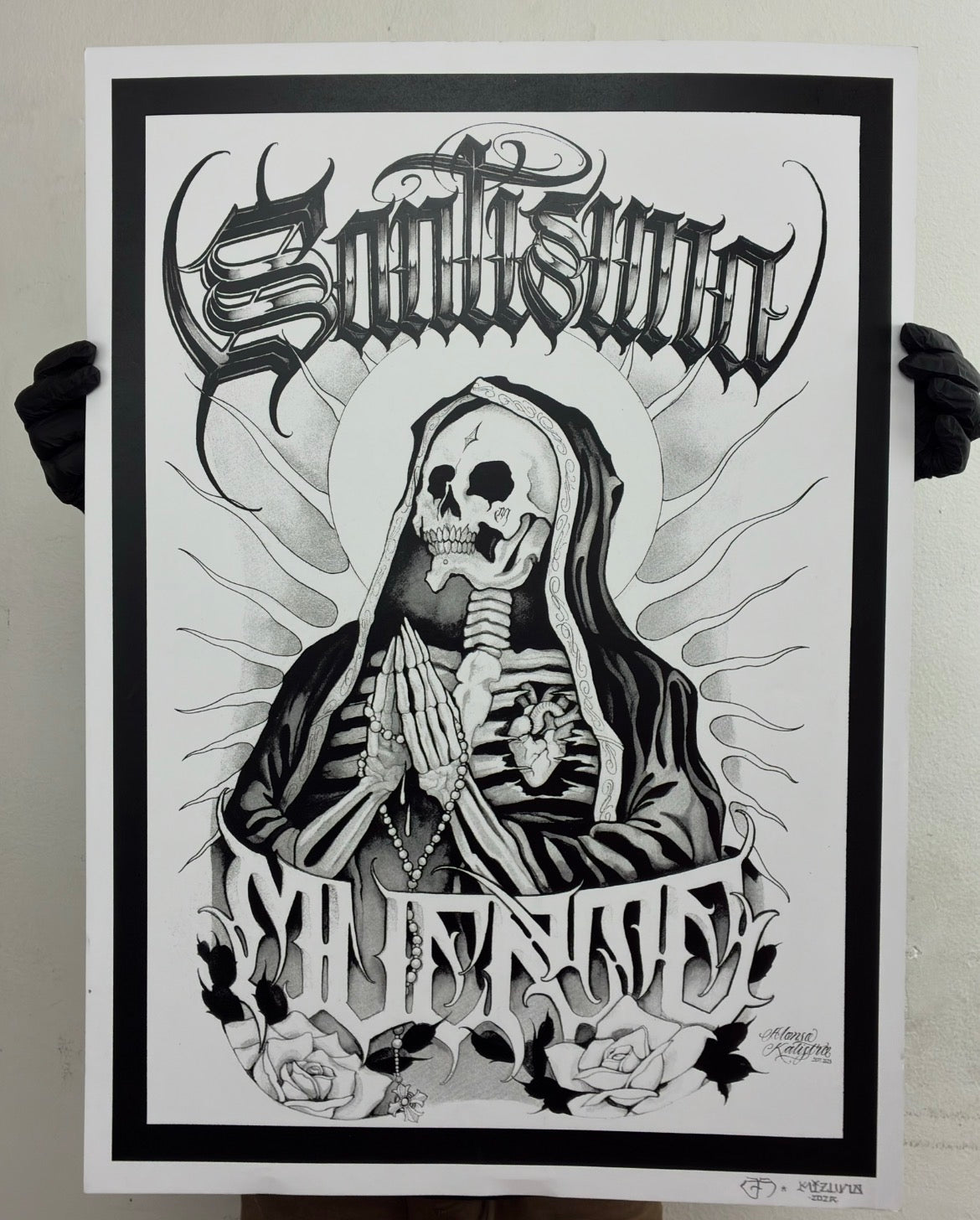 SANTA MUERTE Serigrafia colab by Alonso Kalistro SSL / 3 tintas