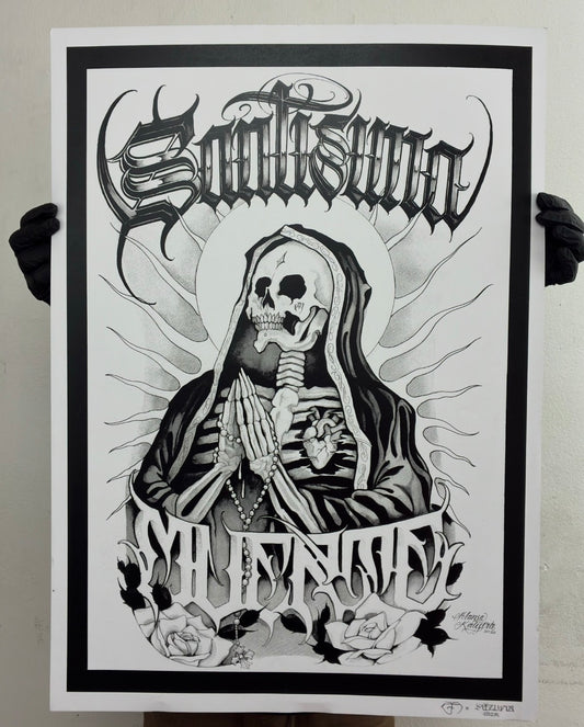 SANTA MUERTE Serigrafia colab by Alonso Kalistro SSL / 3 tintas