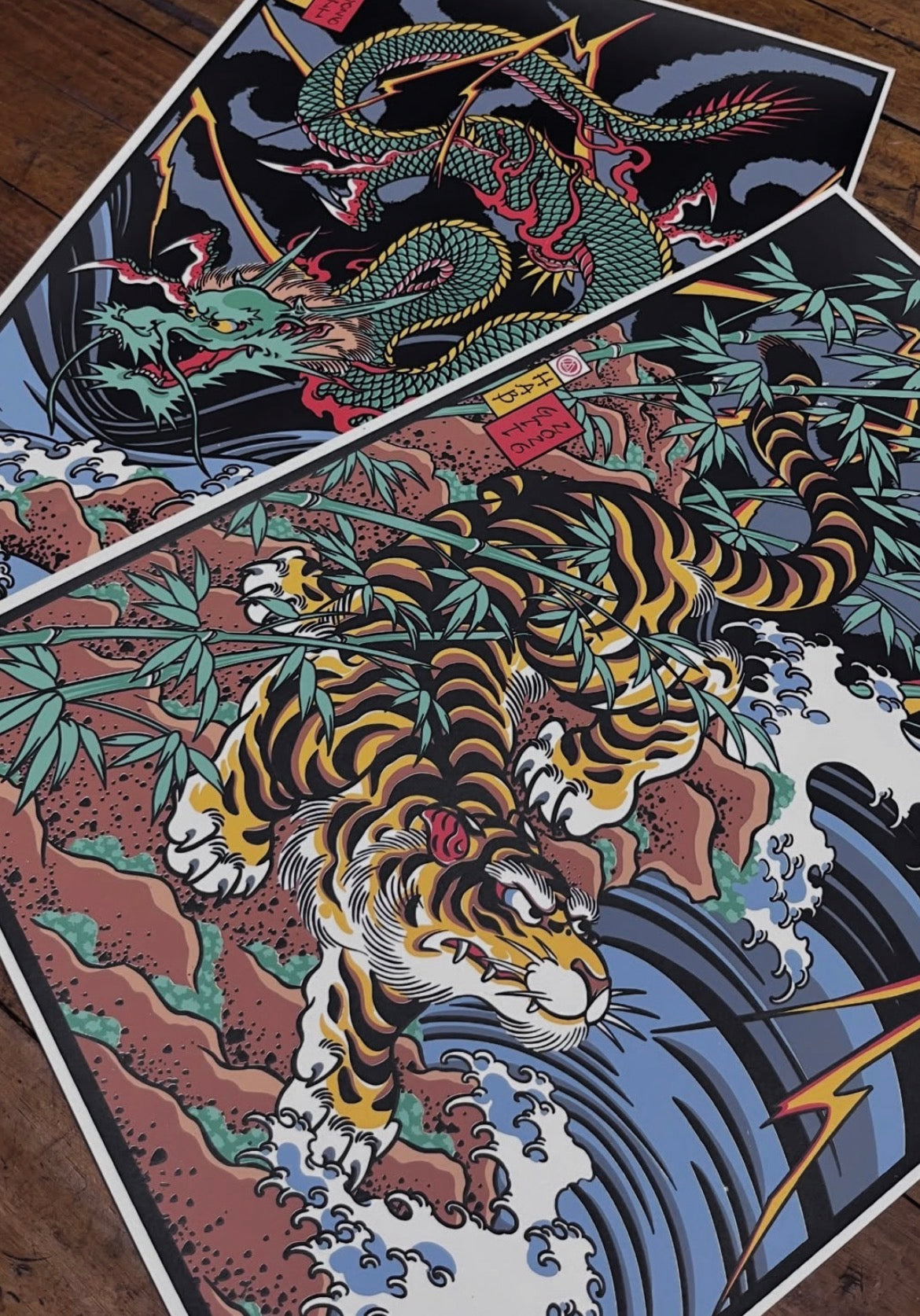 EL TIGRE Y EL DRAGON / SET colab by HUGO HAB ( ARG) ed. limitada / serigrafias 9 tintas