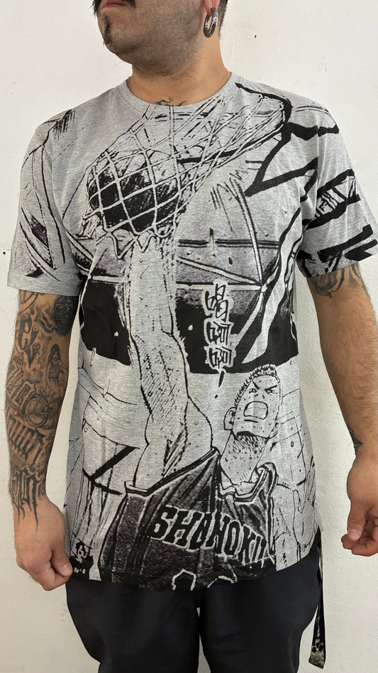SLAM DUNK /  THE KING OF REBOUND FULL PRINT polera GRIS