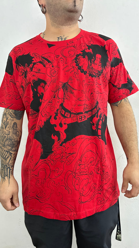 ONE PIECE / BROTHERS TILL THE END DOBLE FULL PRINT polera ROJA