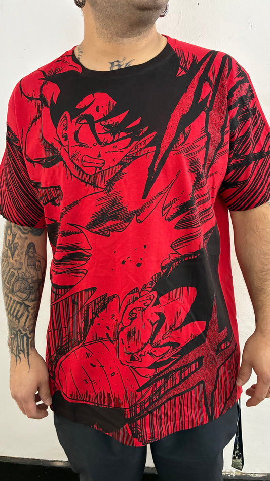 DRAGON BALL Z / GOKU´S REVENGE / FULL PRINT polera ROJA