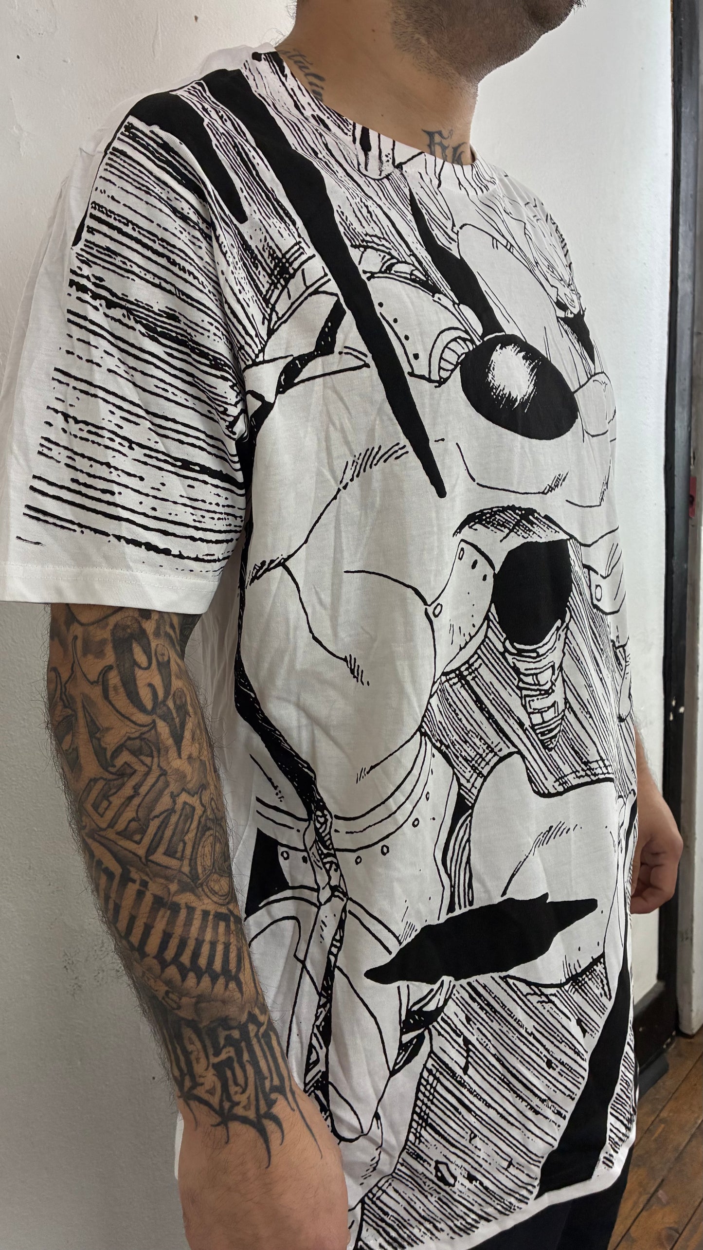 DRAGON BALL Z / A NEW HOPE : TRUNKS FULL PRINT HAND MADE polera BLANCA