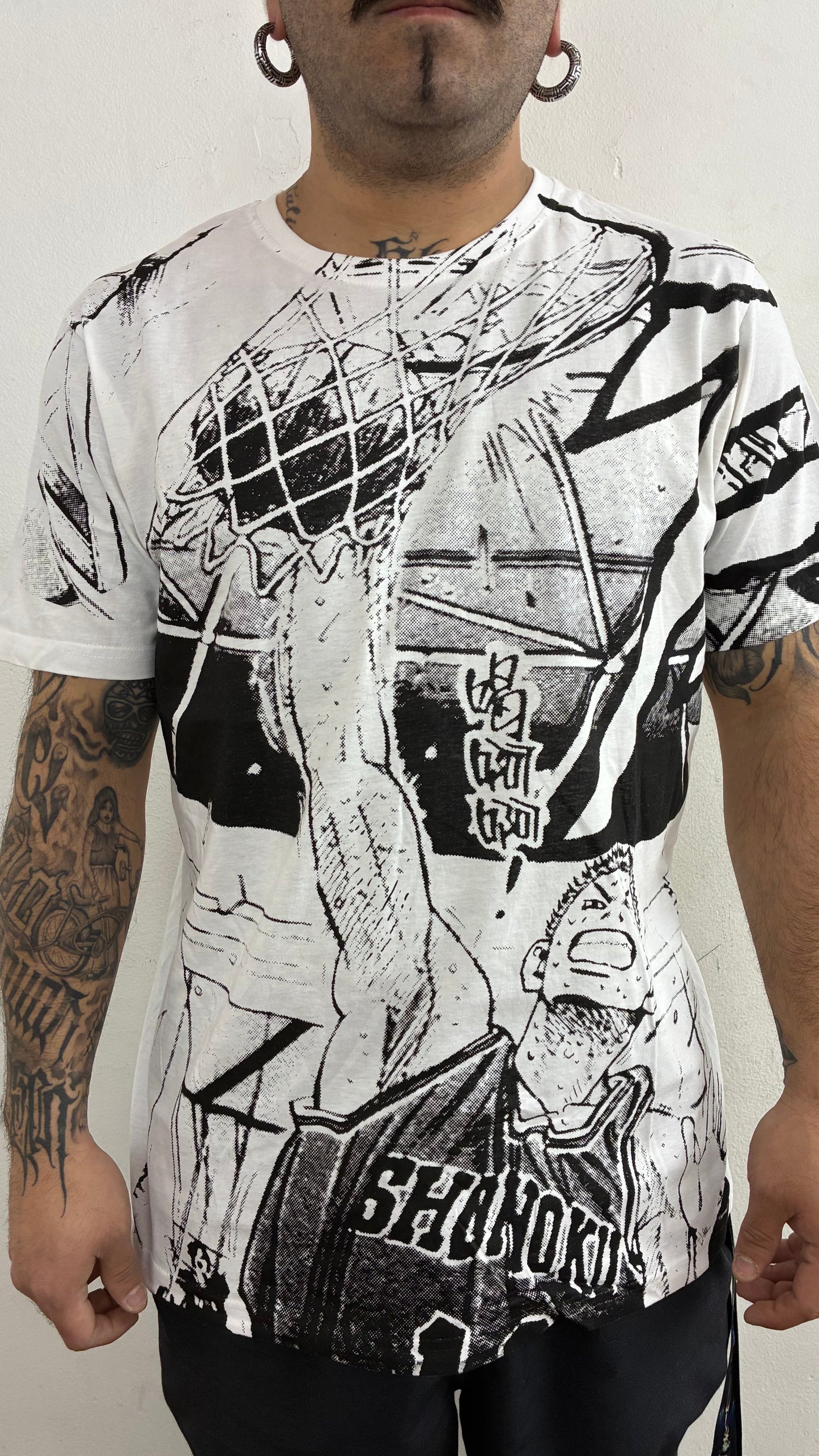 SLAM DUNK / THE KING OF REBOUND FULL PRINT polera BLANCA