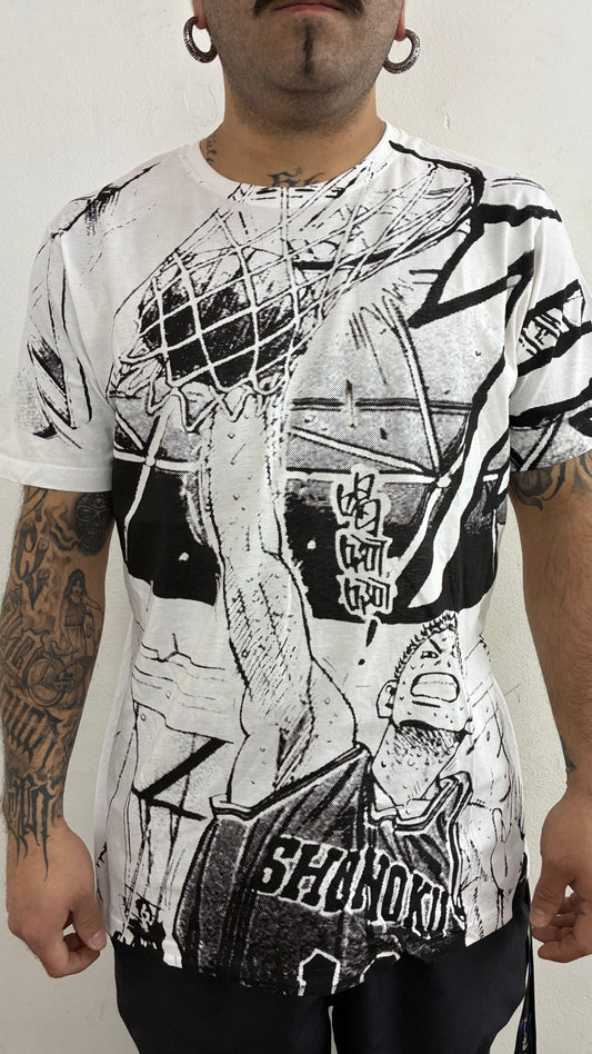 SLAM DUNK / THE KING OF REBOUND FULL PRINT polera BLANCA