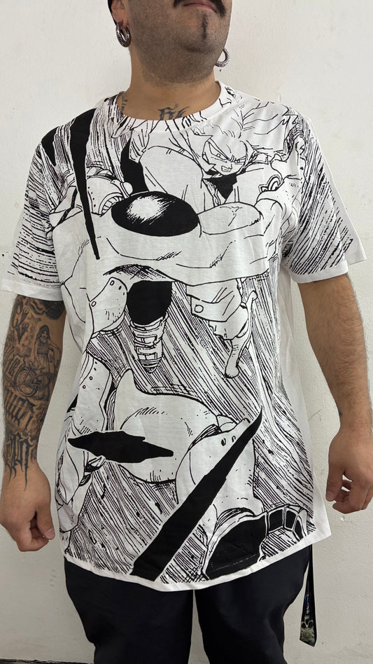 DRAGON BALL Z / A NEW HOPE : TRUNKS FULL PRINT HAND MADE polera BLANCA