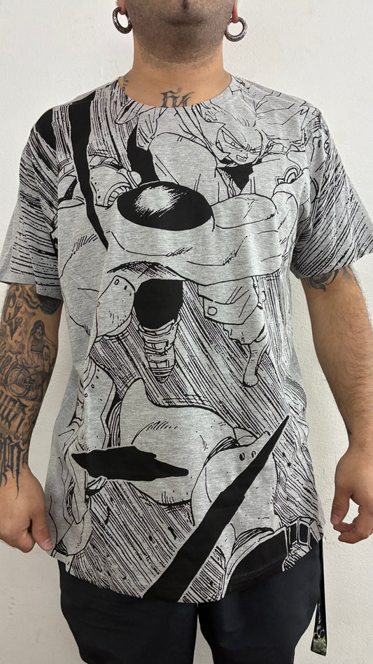 DRAGON BALL Z / A NEW HOPE : TRUNKS FULL PRINT HAND MADE polera GRIS