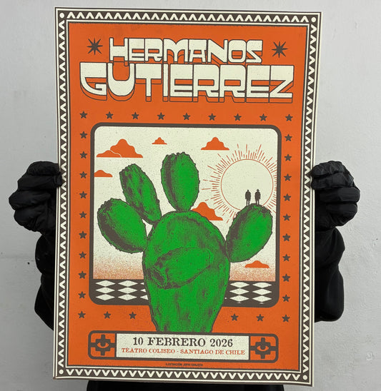 HERMANOS GUTIERREZ poster oficial show en chile 2026 / srigrafia 3 tintas