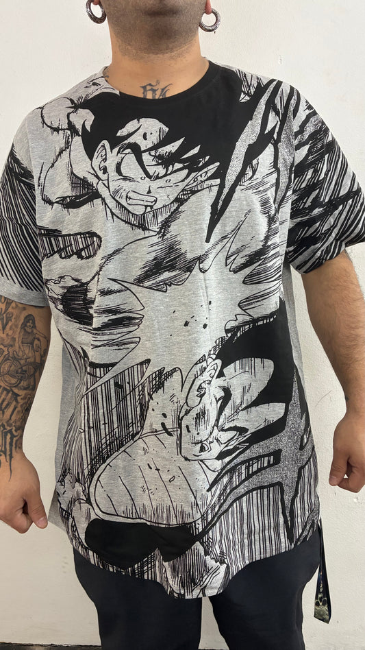 DRAGON BALL Z  / GOKU´S REVENGE FULL PRINT polera GRIS
