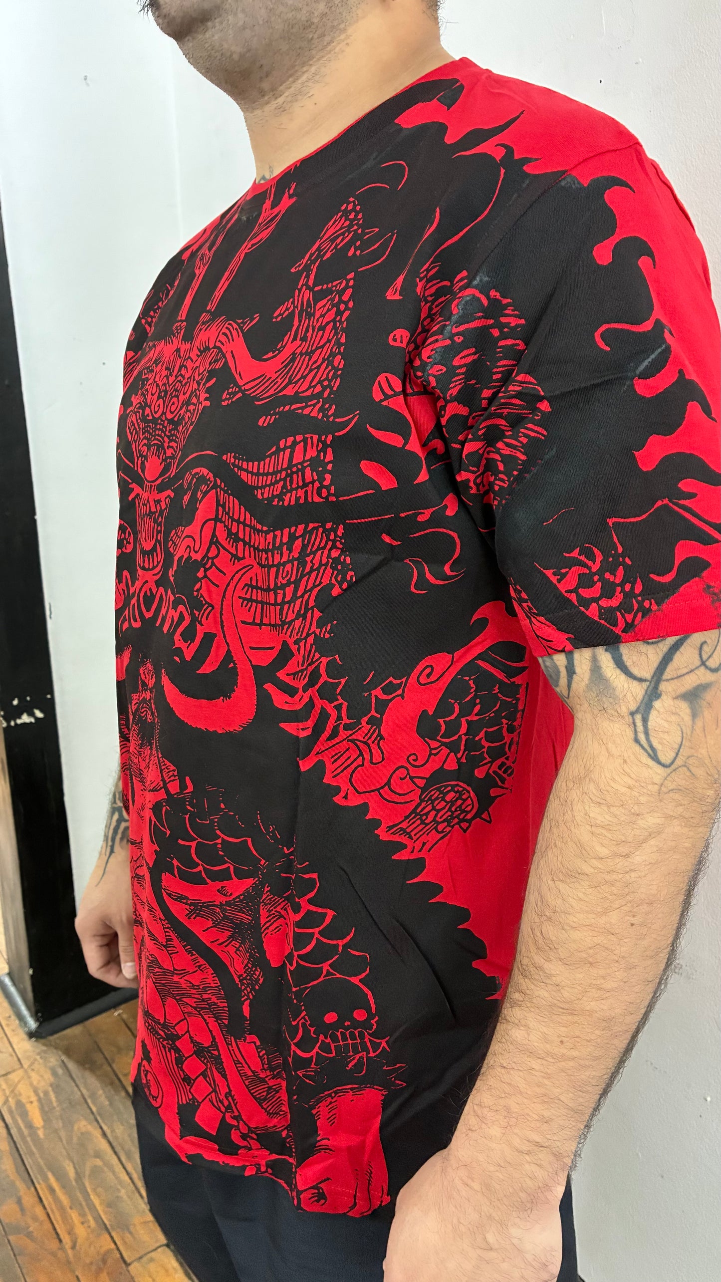 ONE PIECE / LUFFY VS KAIDO  FULL PRINT / polera ROJA