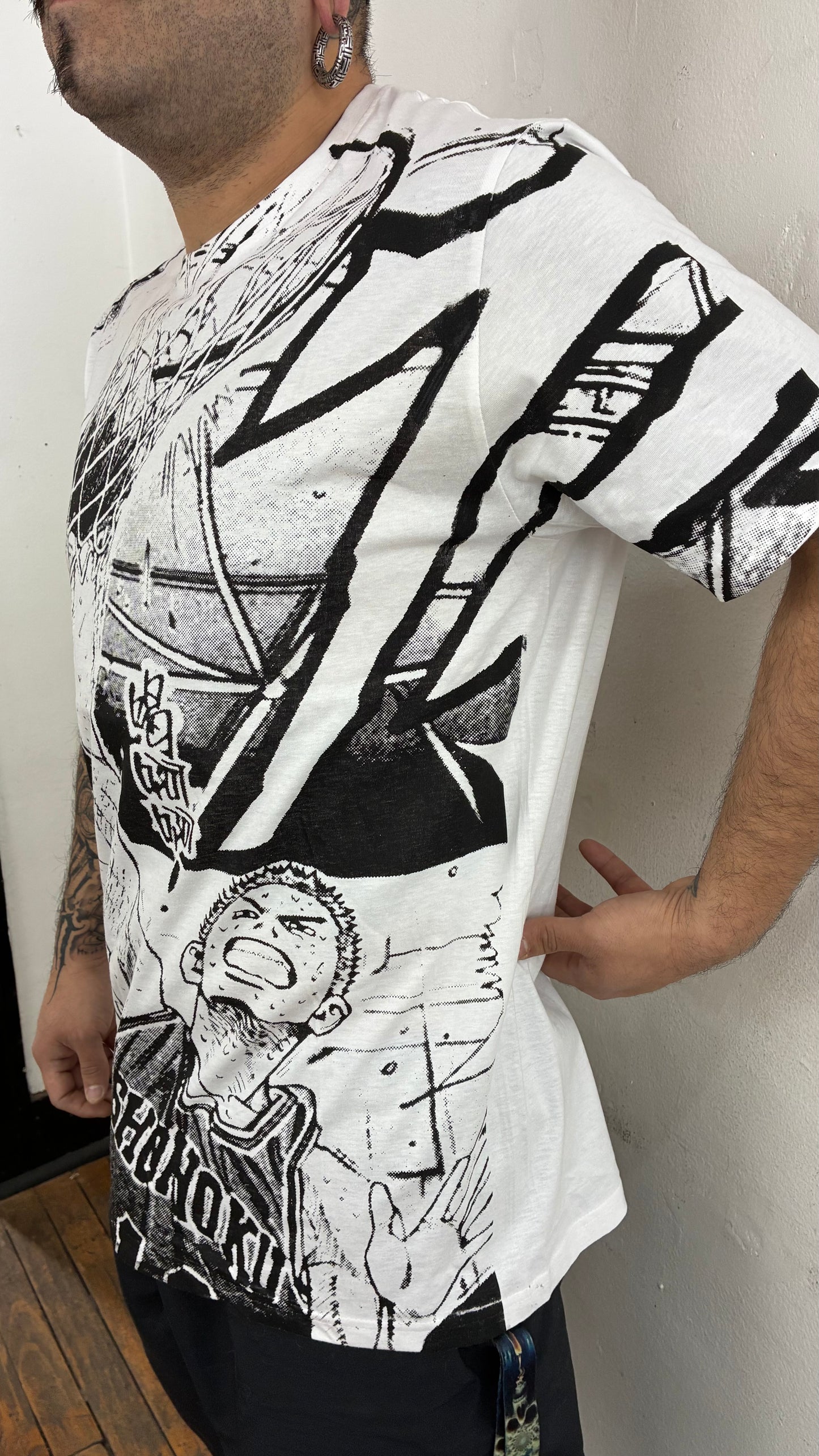 SLAM DUNK / THE KING OF REBOUND FULL PRINT polera BLANCA