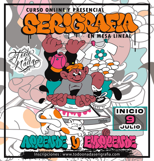 ( INICIO 9 JULIO 2026) CURSO SERIGRAFÍA EN MESA LINEAL  version N 38 / ONLINE Y PRESENCIAL