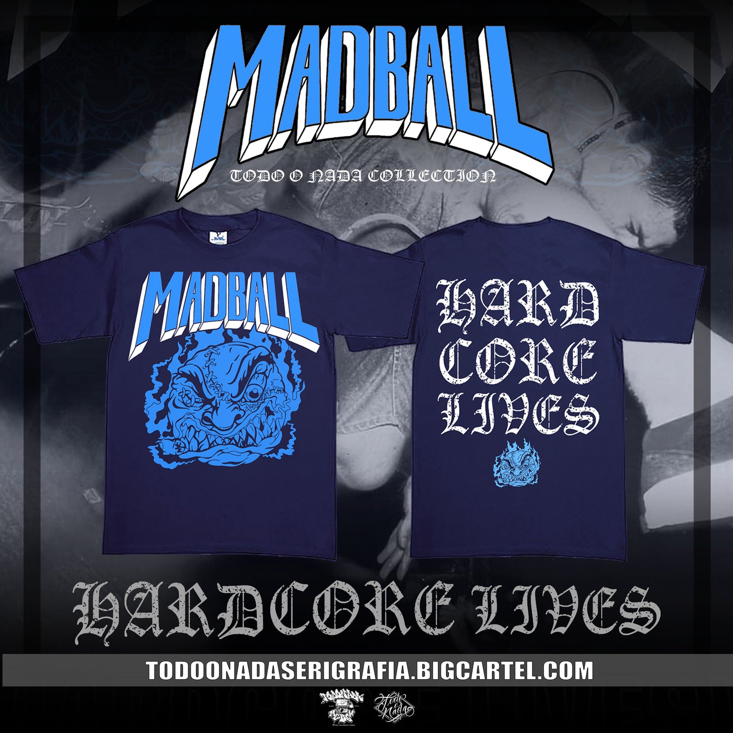 MADBALL hardcore lives / polera azul