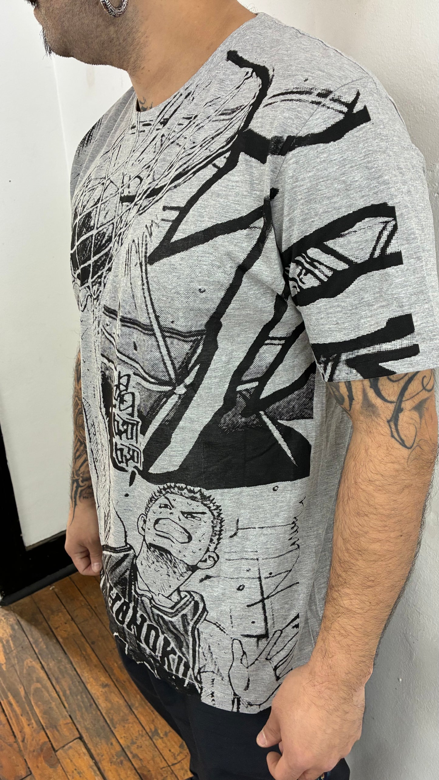 SLAM DUNK /  THE KING OF REBOUND FULL PRINT polera GRIS