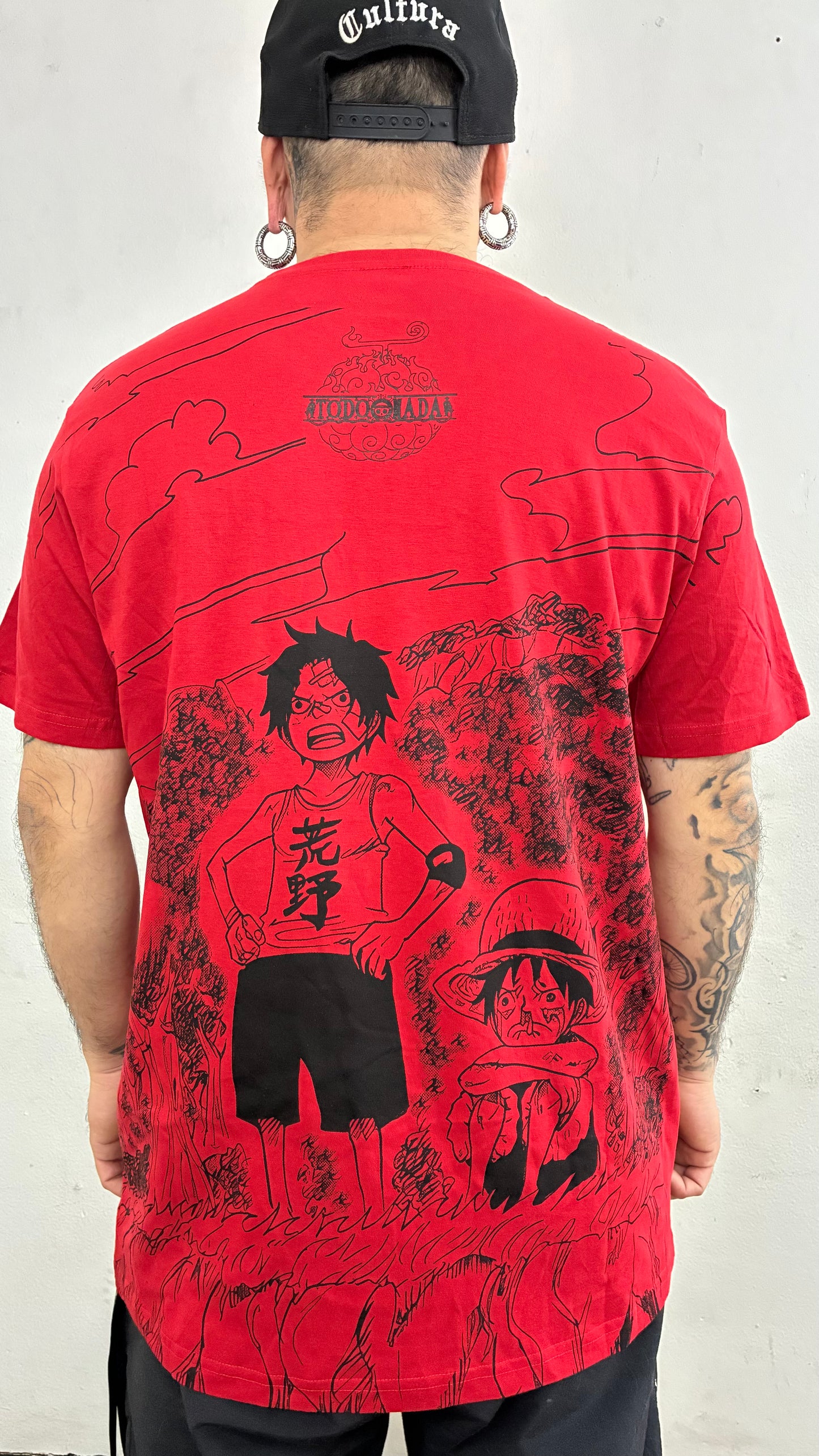 ONE PIECE / BROTHERS TILL THE END DOBLE FULL PRINT polera ROJA