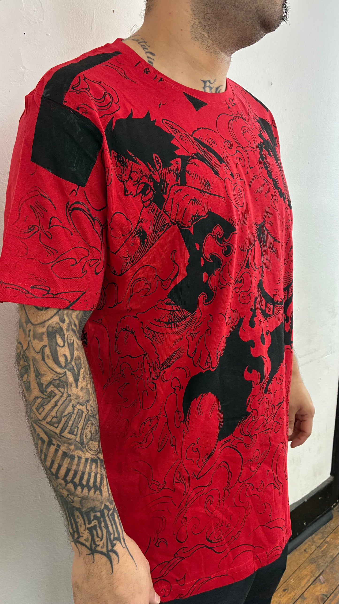 ONE PIECE / BROTHERS TILL THE END DOBLE FULL PRINT polera ROJA