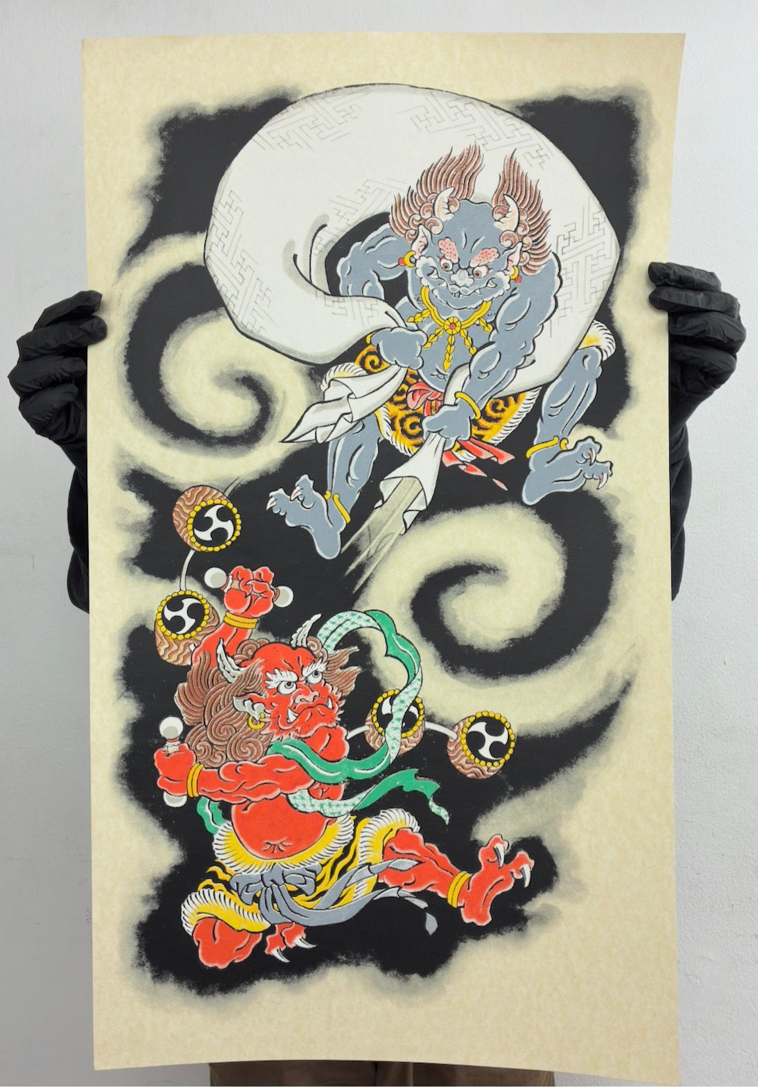 RAIJIN & FUJIN colab by TRISHULA ( españa) serigrafia 8 tintas