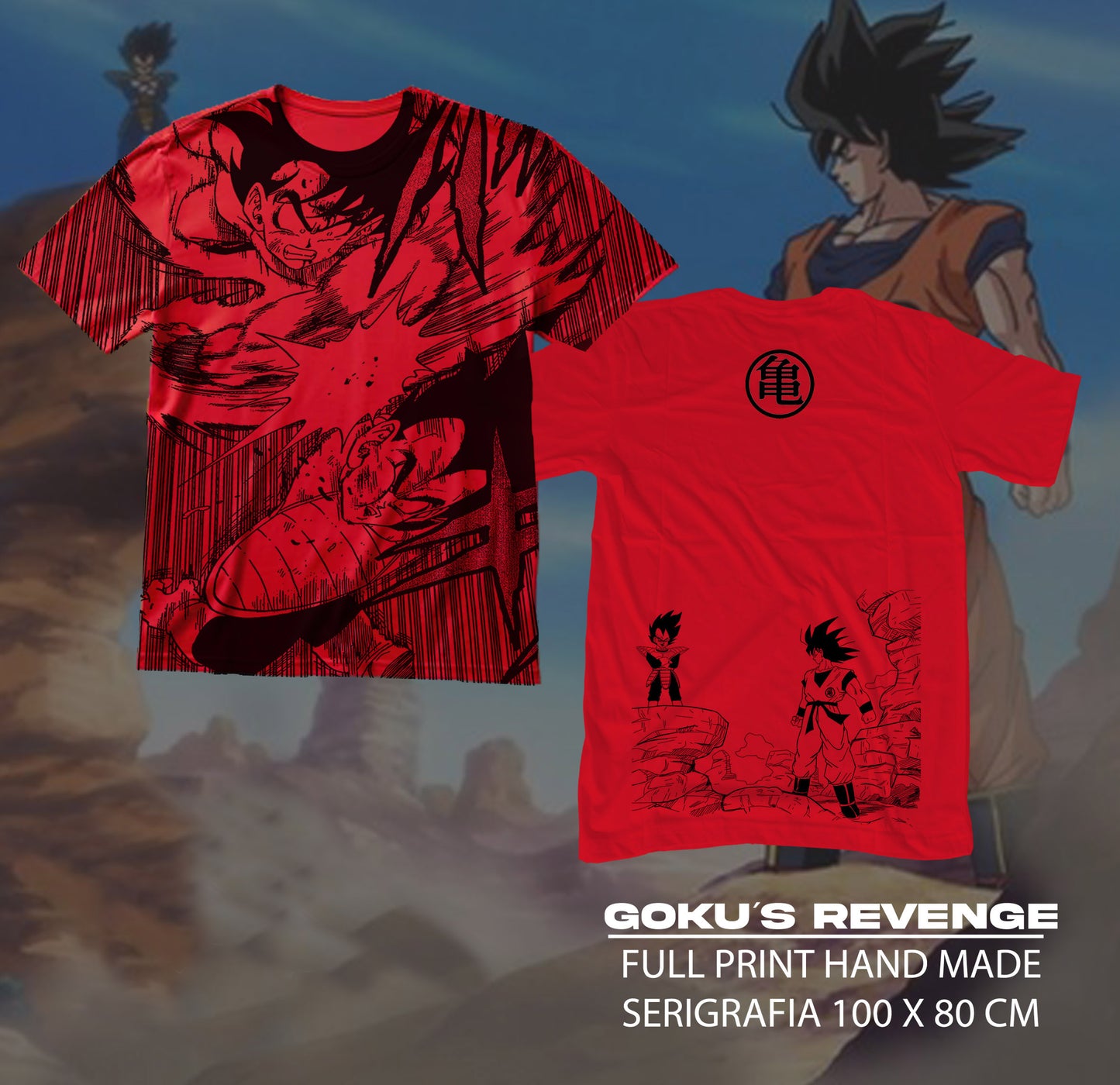 DRAGON BALL Z / GOKU´S REVENGE / FULL PRINT polera ROJA