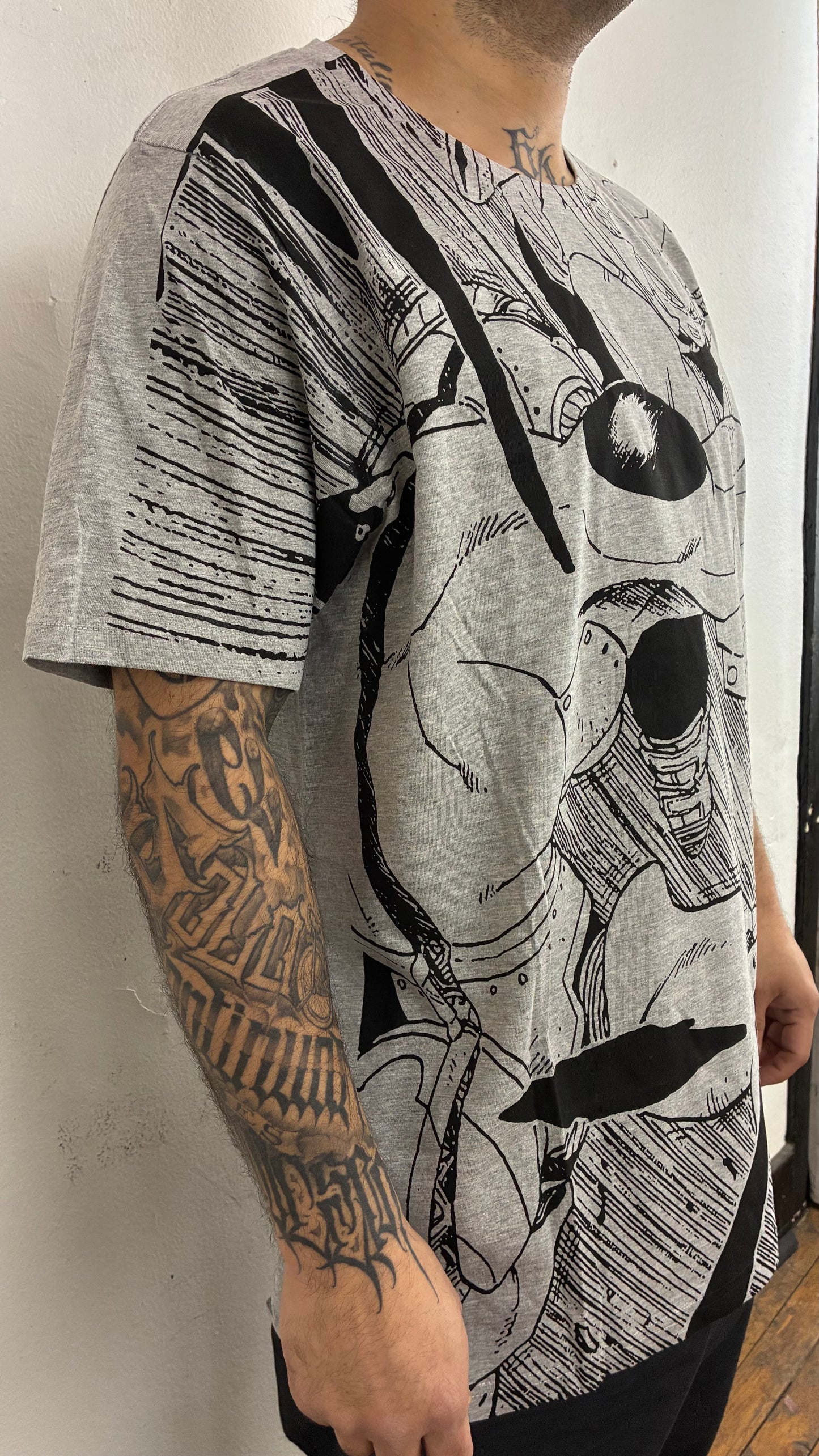 DRAGON BALL Z / A NEW HOPE : TRUNKS FULL PRINT HAND MADE polera GRIS