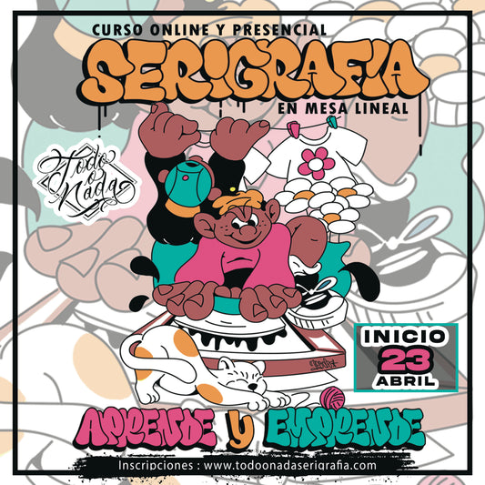 SERIGRAFÍA EN MESA LINEAL 2026, version N 37 / CURSO ONLINE Y PRESENCIAL