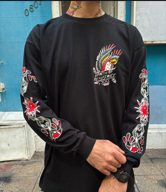 PATH OF RESISTANCE art by gustavo ruiz / Longsleeve BLACK limited
