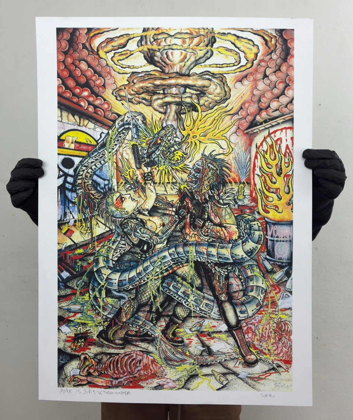 EL JARDIN DEL EDEN / serigrafia colab by Punk is Jipis ( santino ) / Serigrafia CMYK