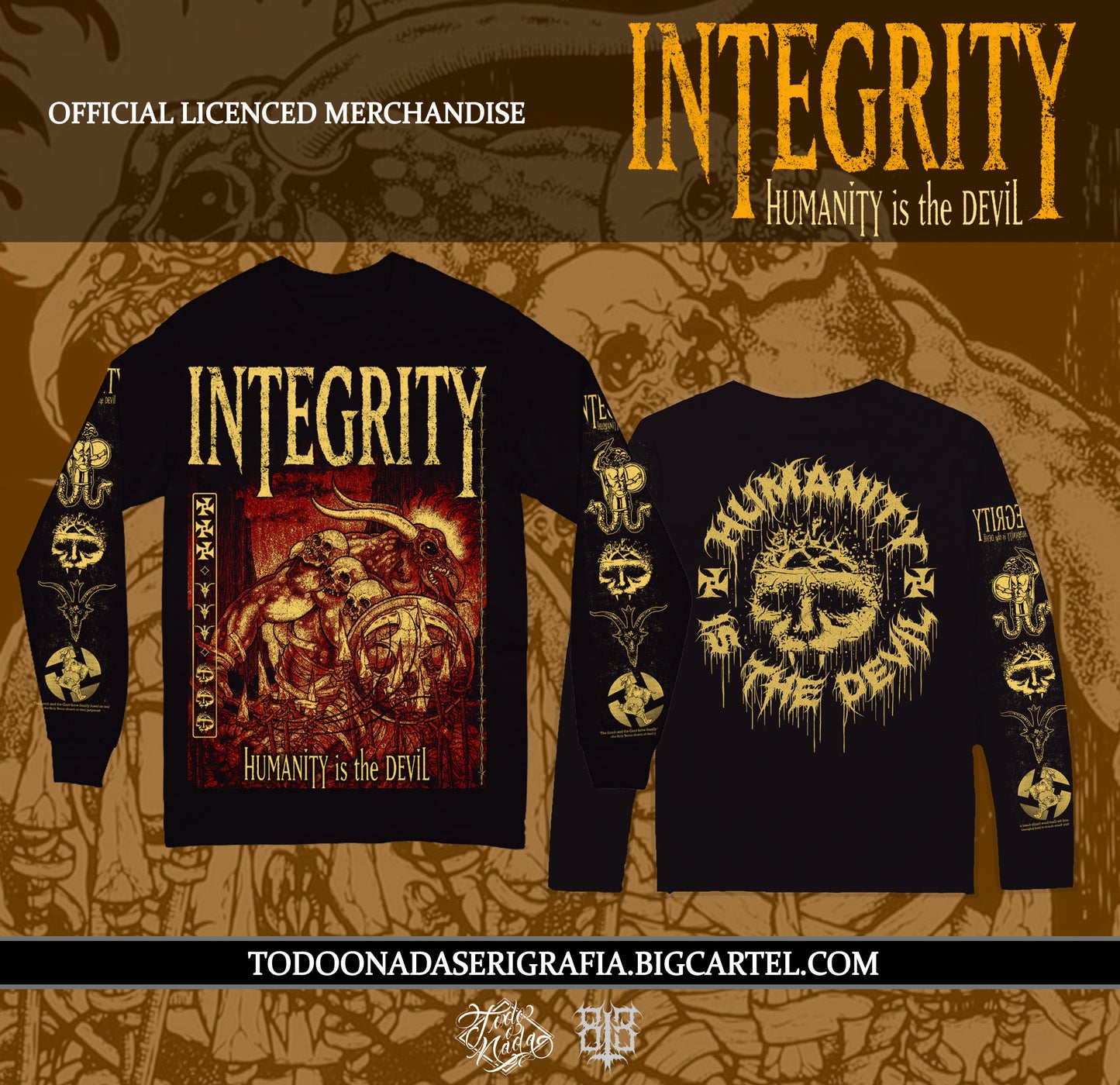 INTEGRITY/ HUMANITY IS THE DEVIL MERCH OFICIAL / 813 art work MANGA LARGA A/R