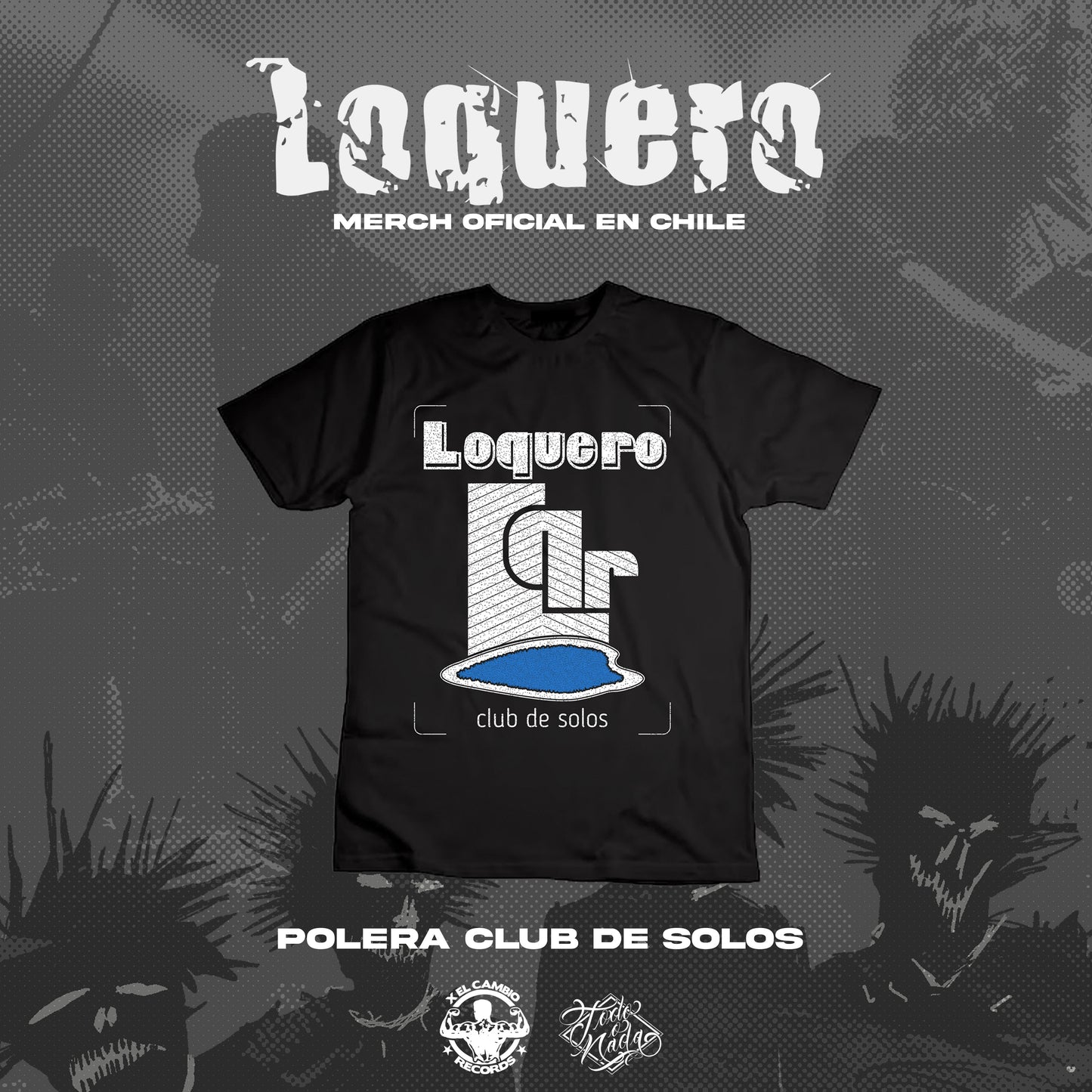 LOQUERO club de solos / polera negra MERCH OFICIAL
