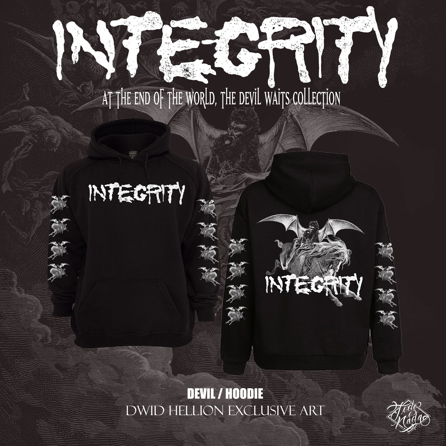 INTEGRITY “ Devil “ dwid hellion art t HOODIE/ POLERON