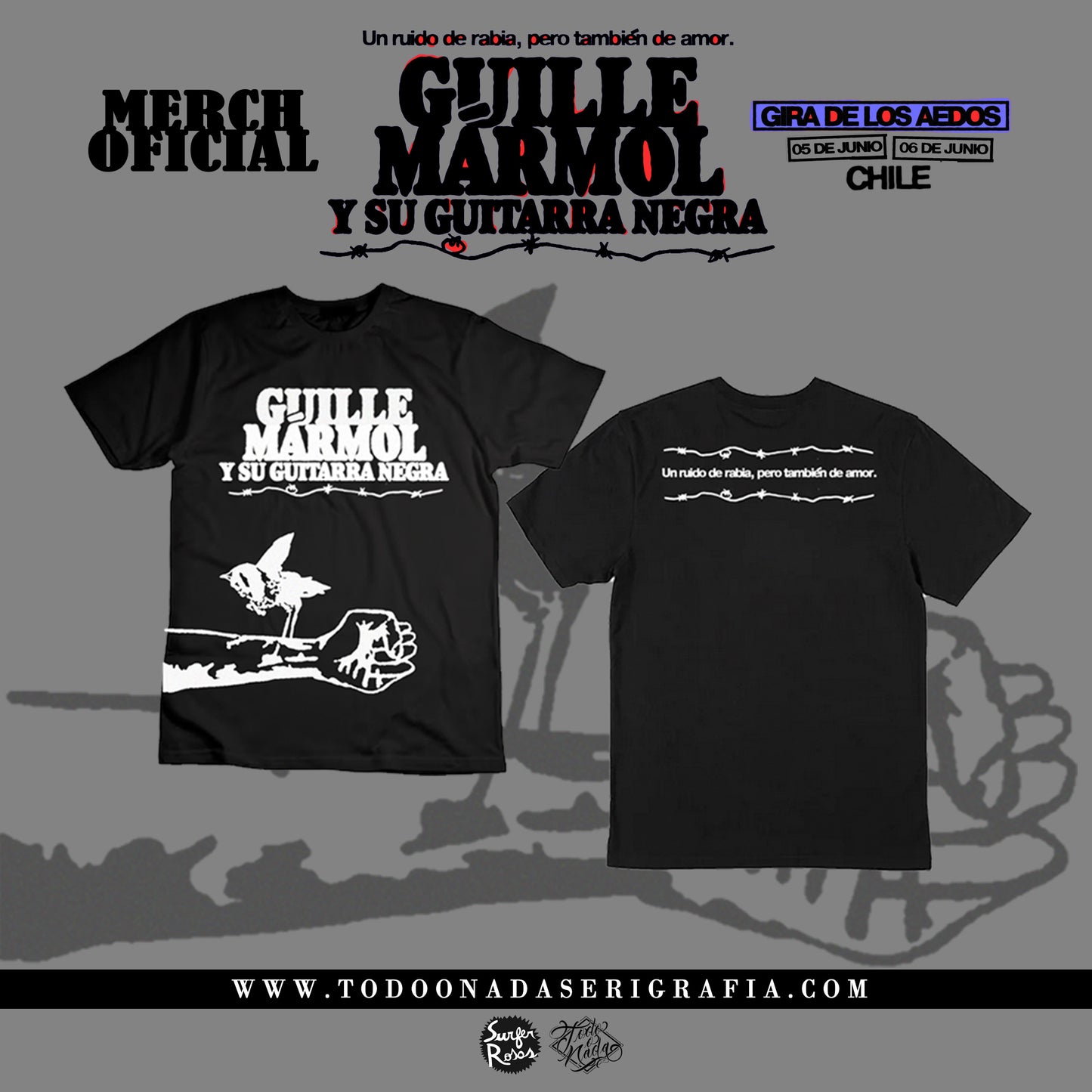 GUILLE MARMOL y su guitarra negra POLERA NEGRA