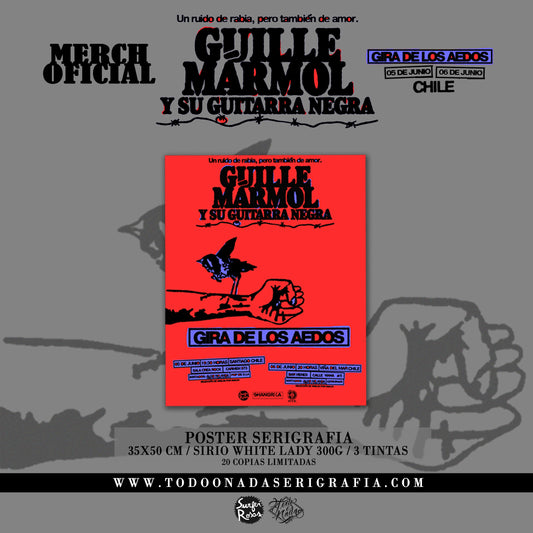 GUILLE MARMOL y su guitarra negra / POSTER TOUR / ROJO