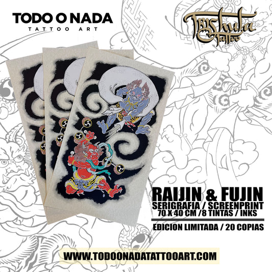 RAIJIN & FUJIN SCREENPRINT ART /8 TINTAS SERIGRAFIA ( CON O SIN ENMARCACION)