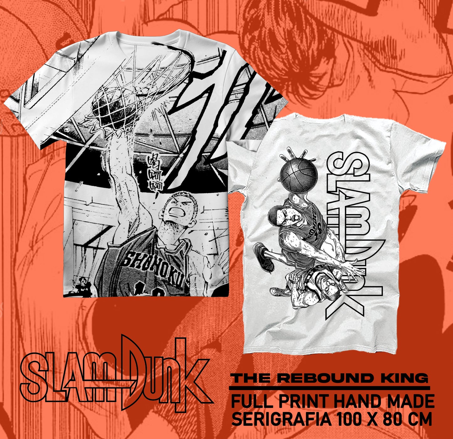 SLAM DUNK / THE KING OF REBOUND FULL PRINT polera BLANCA