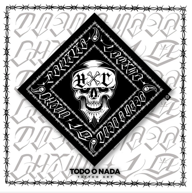 CHIVO 19 X TODO O NADA BANDANA hxc colab 65x65cm FAMILIA LATINA
