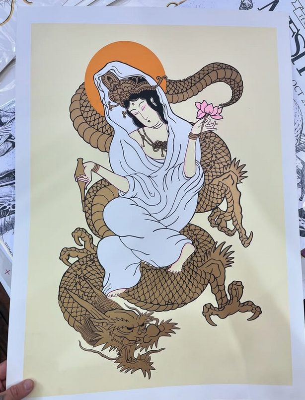 KANNON /  Serigrafía colab by Valentina Narbona  5 tintas