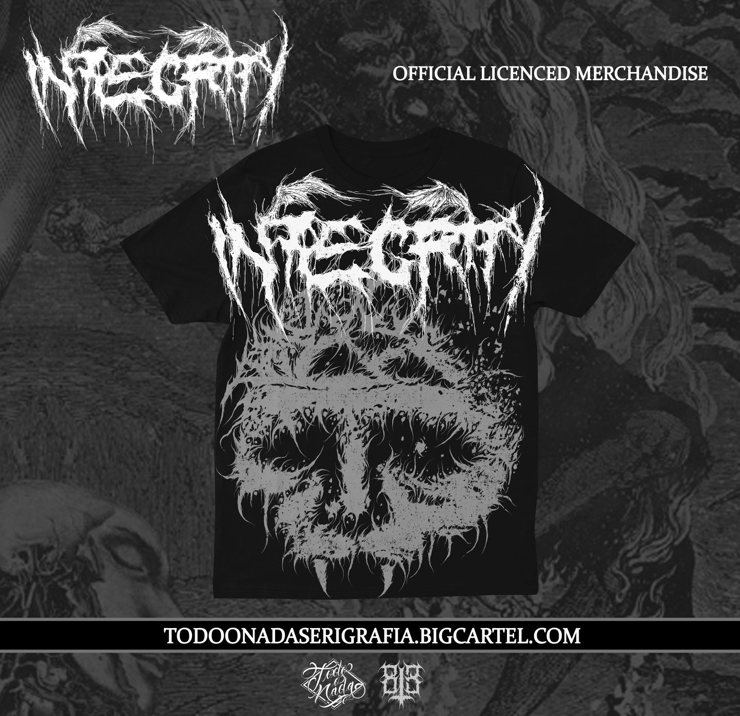 INTEGRITY/ DARKSKULL 813 ART  FULL PRINT / MERCH OFICIAL / POLERA