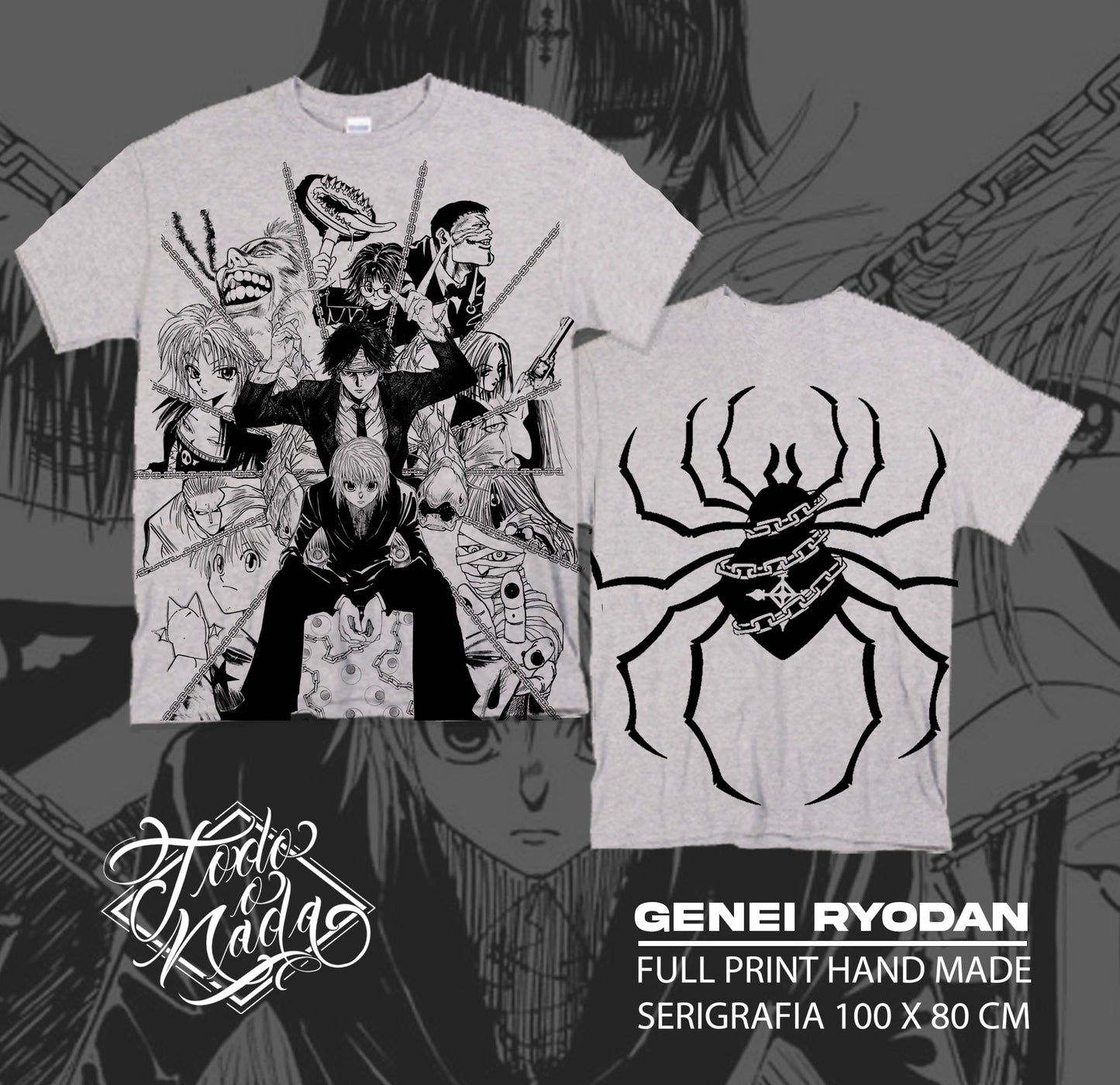 HUNTERXHUNTER / GENEI RYODAN FULLPRINT polera GRIS